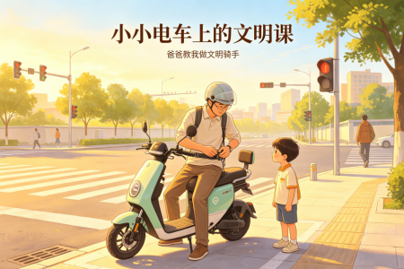 我的爸爸是文明骑手 —— 小小电车承载文明，一言一行守护安全